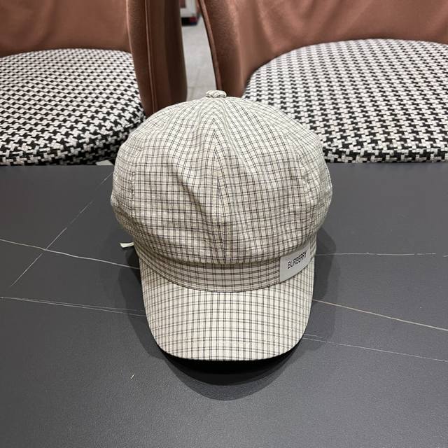巴宝莉 2025新款韩版格纹贝雷帽文艺风复吉 八角帽显脸小画家帽防晒帽子夏