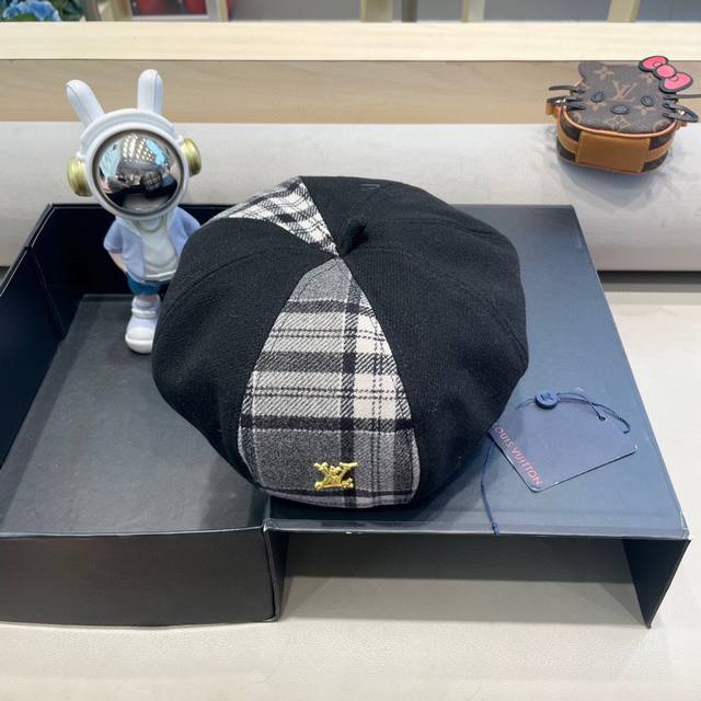 路易威登Lv南湘24新款贝雷帽女秋冬显脸小画家南瓜帽春秋冬百搭 复古八角帽