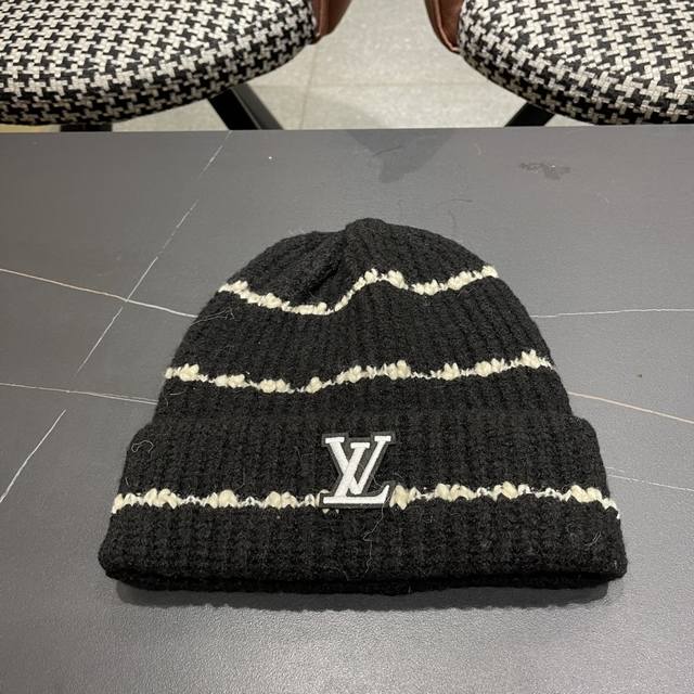 Lv路易威登 帽子显脸小适合方圆脸韩系简约休闲 毛线帽女秋冬百搭针织堆堆帽