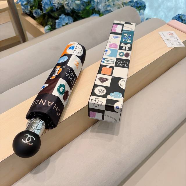 Chanel 香奈儿 三折自动折叠晴雨伞 选用台湾进口Uv防紫外线伞布 原单代工级品质