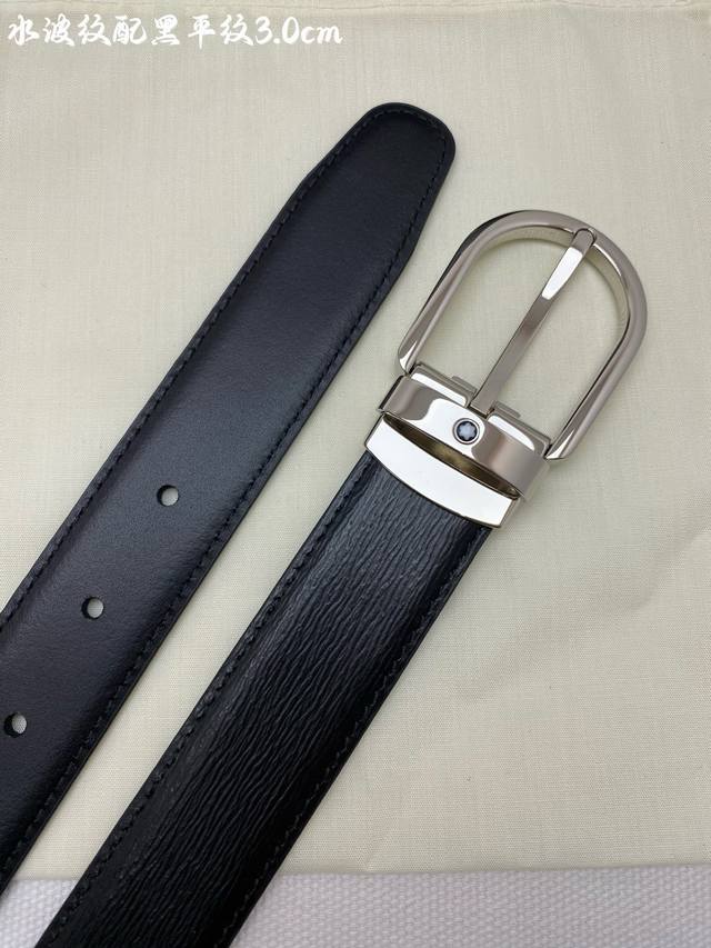 montblanc万宝龙 宽3.0Cm 采用进口牛皮 精品针式扣头 自由裁剪商务休闲皮带