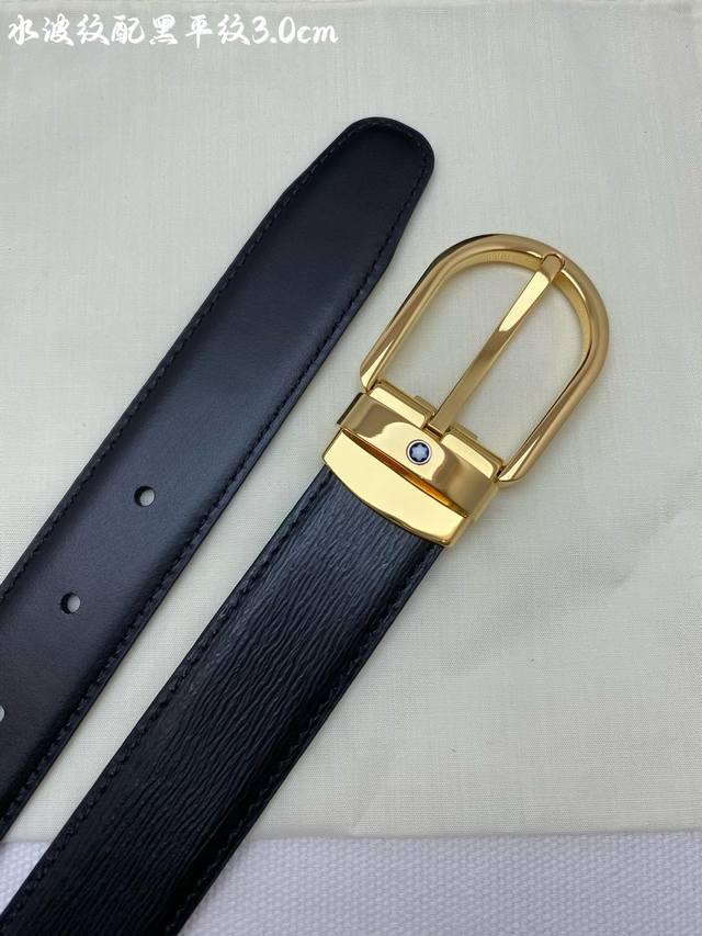 montblanc万宝龙 宽3.0Cm 采用进口牛皮 精品针式扣头 自由裁剪商务休闲皮带