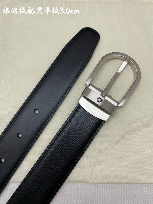 montblanc万宝龙 宽3.0Cm 采用进口牛皮 精品针式扣头 自由裁剪商务休闲皮带