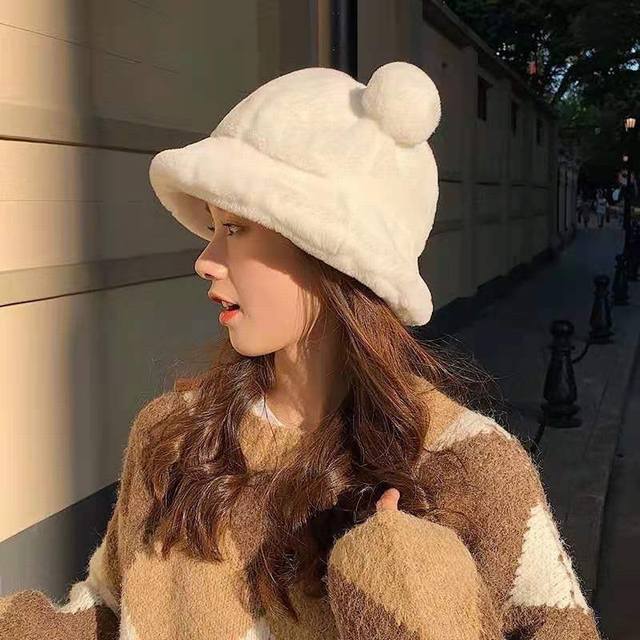 蒙口 Moncler 冬款小熊加绒渔夫帽女秋冬款大头围时尚百搭显脸小