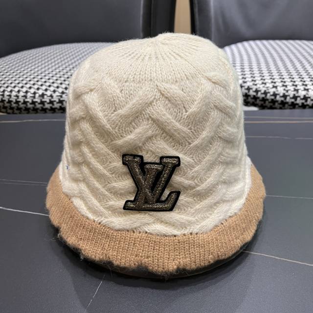 Lv路易威登 秋冬毛线渔夫帽百搭盆帽显脸小防晒遮阳帽水桶帽子