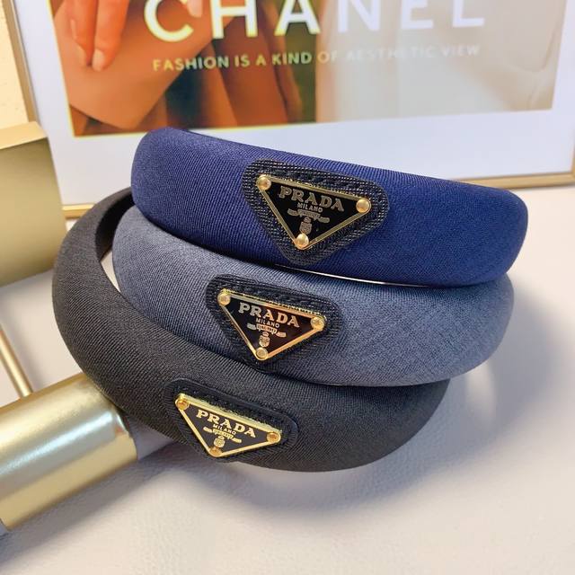 prada普拉达 prada发箍 三角牌轻奢风发箍气质百搭小仙女必入单品名媛风十足～宝藏款 闭眼入推荐款 单个