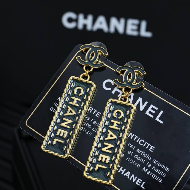 Chanel牛仔双C方块耳环 牛仔系列