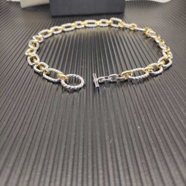 David Yurman 纽线蓝宝石项链。金银分色 长度50Cm