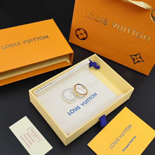 Louis Vuitton 路易威登Lv 新款银色Logo印花戒指 M L码 现货秒发 6-11码