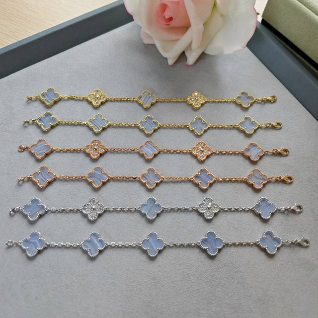 V金材质Vca紫玉髓间钻五花项链