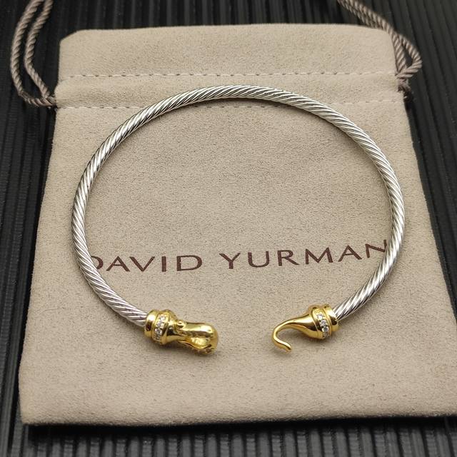 David Yurman 3Mm带钻金钩头手镯