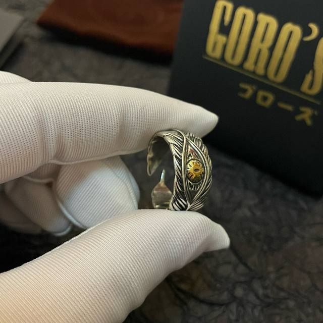 新品上架 Goro’S高桥吾郎复古羽毛点金开口戒指，顶级版本 认准独家拍摄 主攻高端市场 绝对区别普通版本！图片产品细节与Zp一致！原版制作工艺 精工品质 纯手
