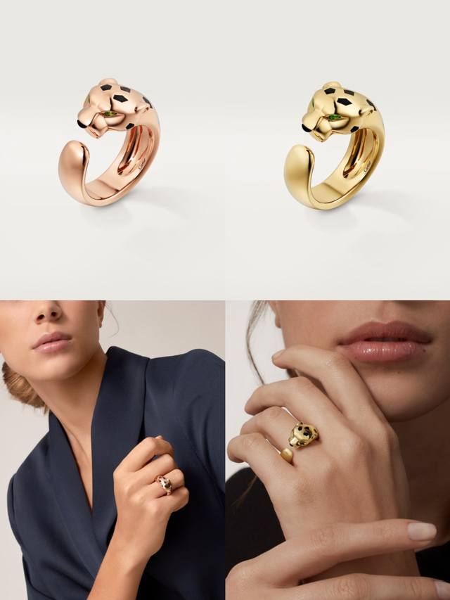 Cartier 卡地亚豹子戒指 斑点猎豹戒指 出货 经典贵族范儿、奢华满钻抚媚豹子设计 亚金材质电镀18K金！搭配祖母绿豹眼 使豹子神态更加动人霸气满钻豹身女神