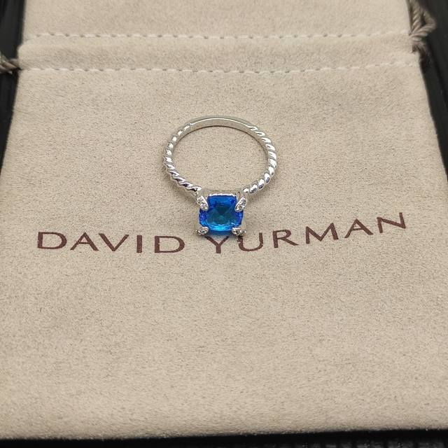 David Yurman 主石8Mm四爪蓝钻戒指 尺寸：美号，6-7-8-9，四个号 编号 Dyjz-146