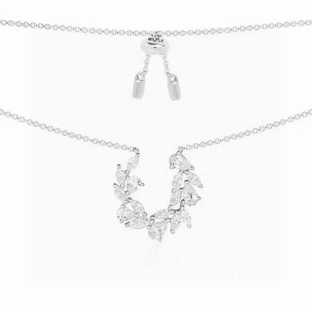 A批M Monaco网橄榄叶U型麦穗月桂叶U型项链锁骨链吊坠 Ins 法式。