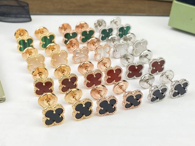 飞碟耳堵P30 Vca梵克雅宝小号四叶草耳钉 1.0Cm迷你四叶草 Buling Buling～搭配925银针～防过敏完美演绎高档品质 亚金电镀18K玫瑰金 黄