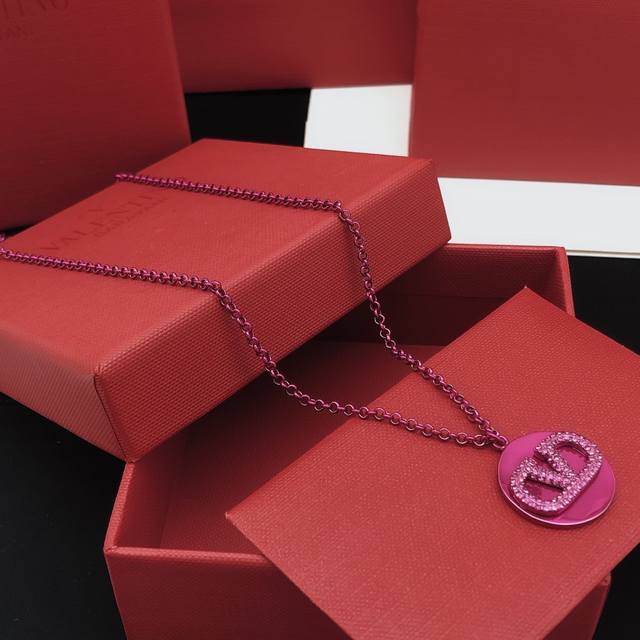 编号Vxl0049 Valenti*O最新款紫色金币项链 一致Zp黄铜材质