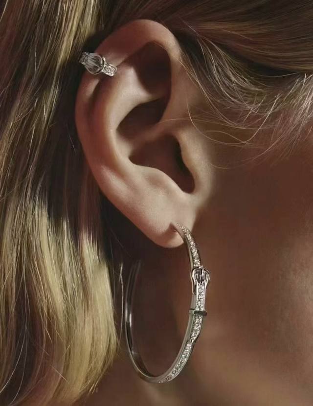 火爆 Hermes爱马仕皮带扣耳钉亚金材质 微镶 全部八心八箭切割面实物闪闪闪 耳钉