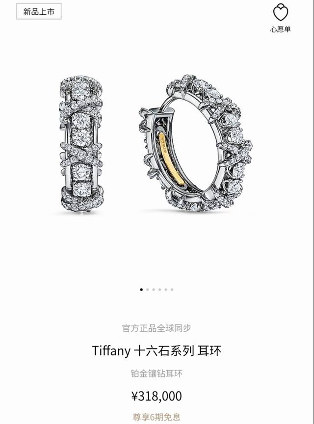 Tiffany 蒂芙尼耳钉耳扣 十六石系列耳环最新Schlumberger系列 交叉耳钉满钻耳钉 抛光工艺精湛 高贵典雅大方耳扣