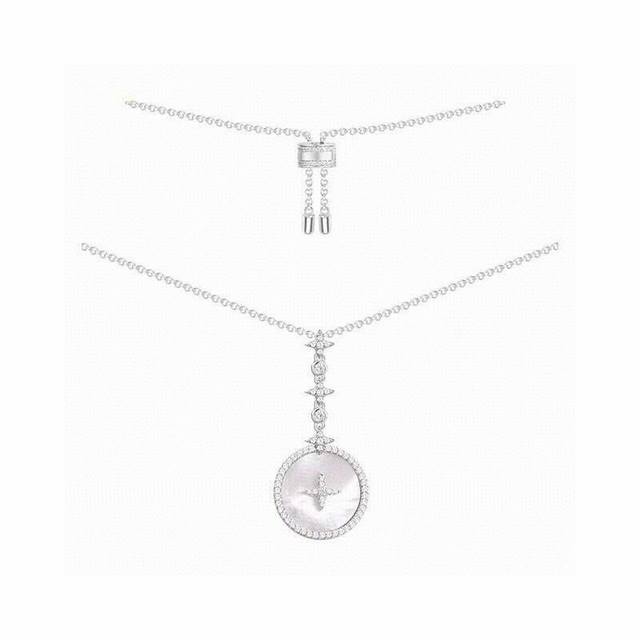 正品打版 微镶工艺A批M Monaco 星星母贝项链女锁骨链毛衣链情侣吊坠饰品颈链。