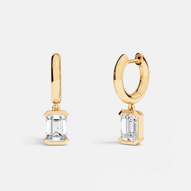 A批M Monaco éClat圈形耳环金黄色经典闪耀方形耳饰礼物。