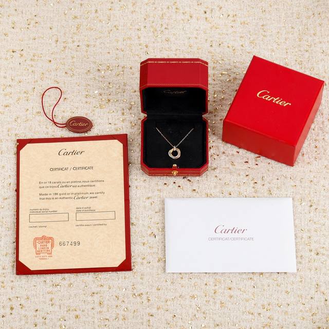 203633 我们出品 Trinity项链 Zp13780+认准唯一一家真正购入珠宝类Zp开发的，可订做18K真金真钻版，只做对版真金货，价询客Fu 1924年