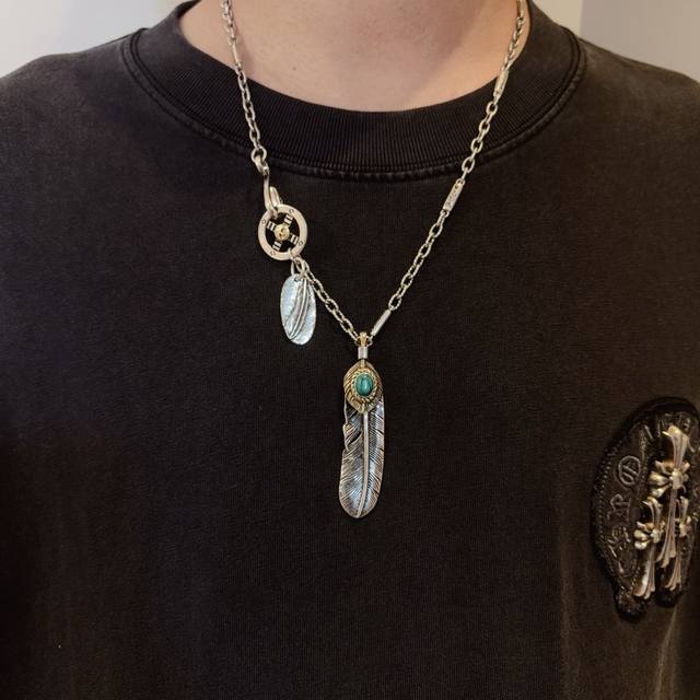 新品上架 Goro’S高桥吾郎松石羽毛项链，顶级版本，认准独家拍摄，主攻高端市场 ，快手 Ins 小红书热门款，绝对区别普通版本！图片产品细节与Zp一致！原版制