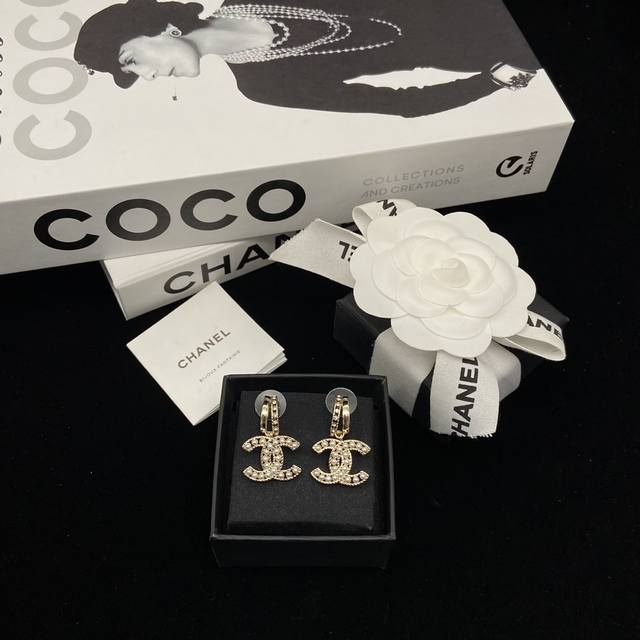 香桃心双C珍珠耳钉 耳勾款 独家实拍 简约大气