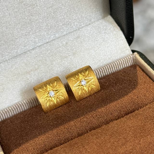 A5285 独立设计师 中古系列 Vintage 八芒星 方块 单钻 磨砂耳钉 必入款！超级超级百搭 经典款永不过时 秋冬必备单品 日常百搭 精选德国进口S92