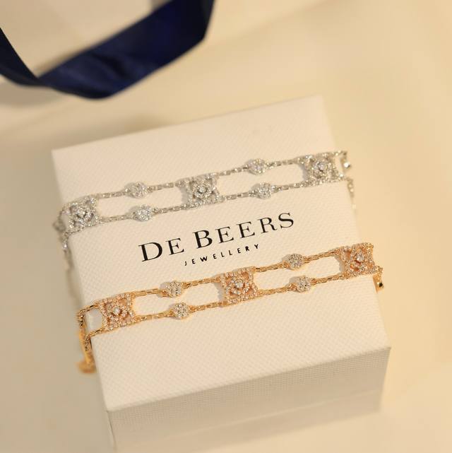 戴比尔斯手链 De Beers 莲花手链 亚金材质 镶嵌工艺 18K金镀层 进口高碳钻 原版Logo