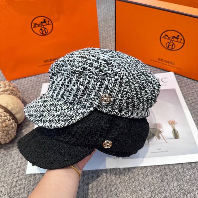 爱马仕Hermes 新款鸭舌画家帽 高版本原单品质 简约经典Logo，质感超级赞，精致大牌范，女神必备神器