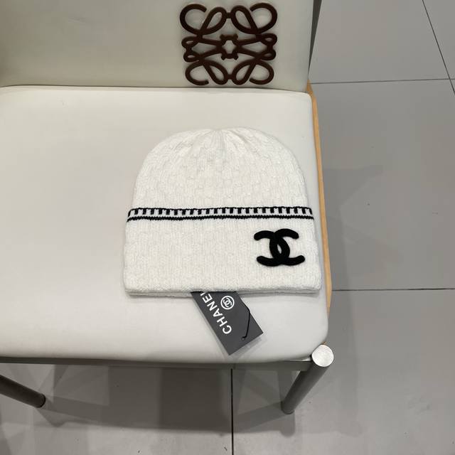 小香风双C帽子秋冬保暖香奶奶毛线帽男女同款百搭大牌帽子