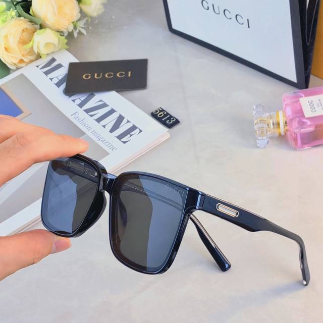 Gucc*太阳眼镜女防紫外线大脸显瘦高级感复古墨镜男款潮开车专用