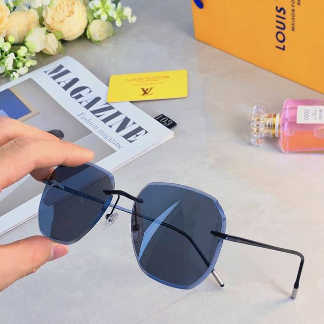 Louis Vuitto*高清尼龙偏光太阳镜变色镜无框太阳镜眼镜钓鱼墨镜一镜两用