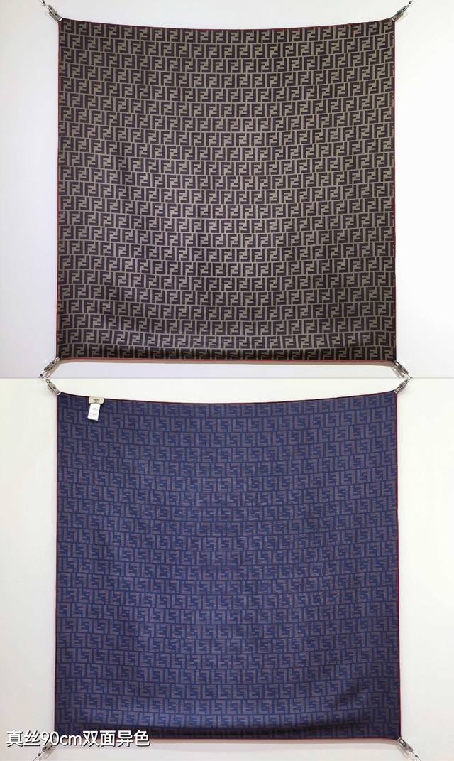 Sfd2501 18姆米双面 90X90Cm斜纹真丝 芬迪 满幅Ff