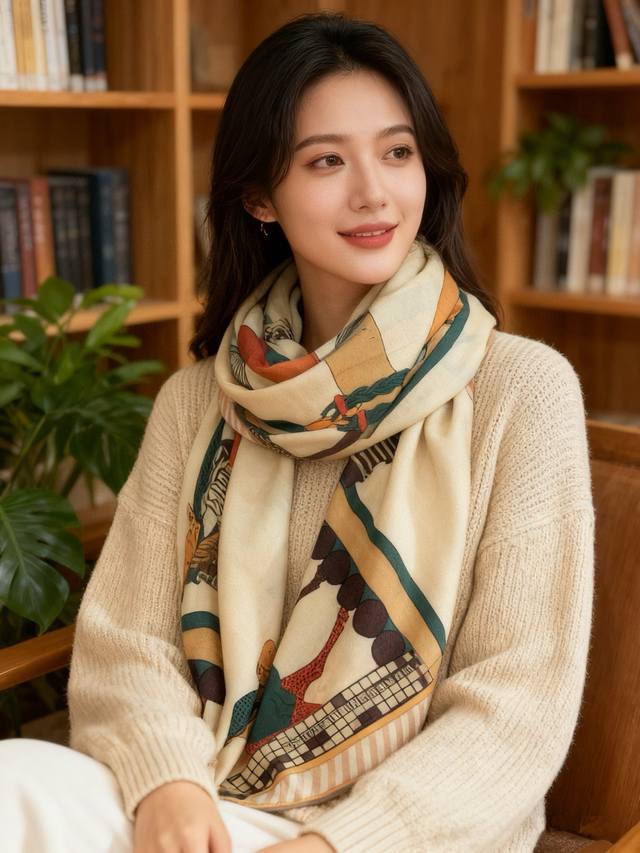 全速前进”140双面丝绒披肩 手工卷边丝毛方巾 30%桑蚕丝70%羊绒 这款经典单品展现强大而迷人的女性魅力精髓。此140方巾推陈出新，诠释无限的情感和自由，以