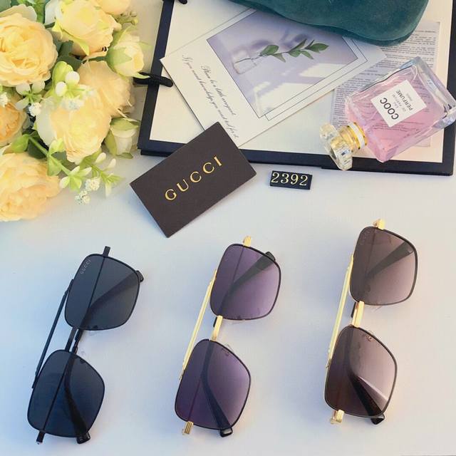 Gucc* 新款方框太阳镜司机开车钓鱼墨镜帅气高颜值男款舒适大气上档