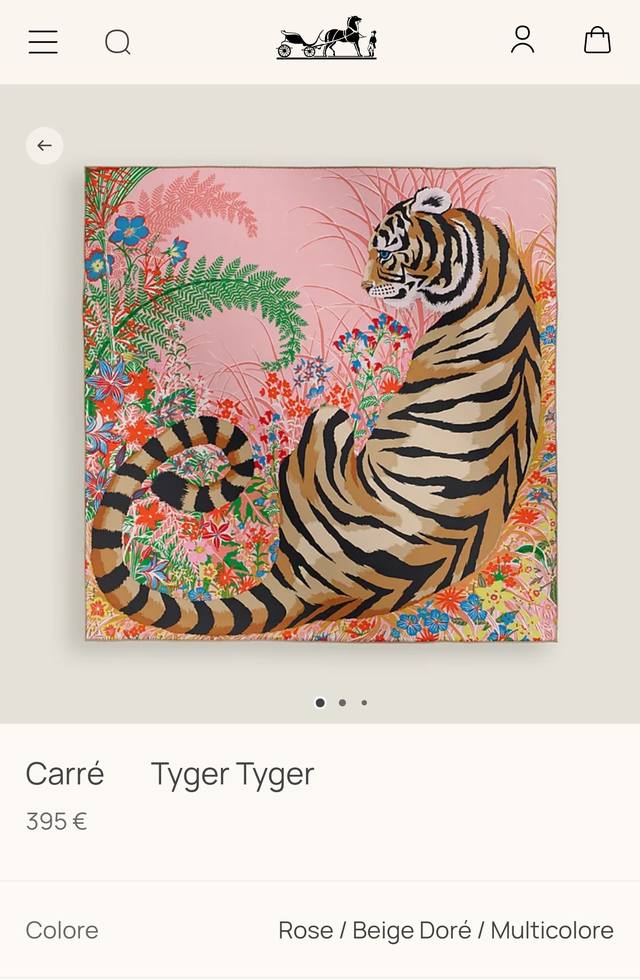 Shms2562 18姆米双面 90X90Cm斜纹真丝 爱马仕 虎虎生威