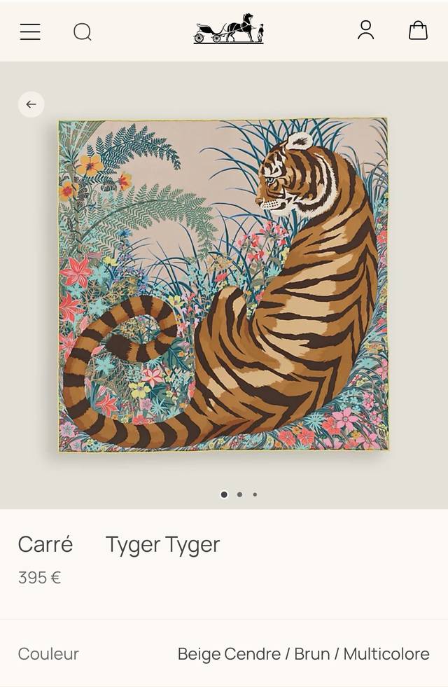 Shms2562 18姆米双面 90X90Cm斜纹真丝 爱马仕 虎虎生威