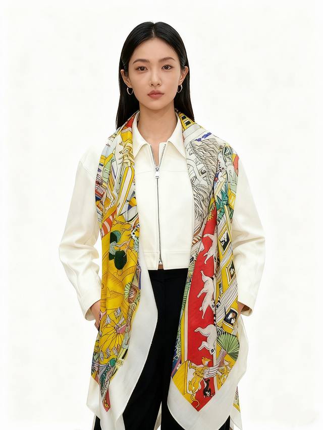 羊绒新款买了都说好看推荐爱马仕双面同色羊绒方巾 动物之城双面同色140 ，顶级工艺超值爱马仕专柜爆款立体呈现图案纹路实物档次极高特殊工艺高端研发惊艳问世特殊尖端