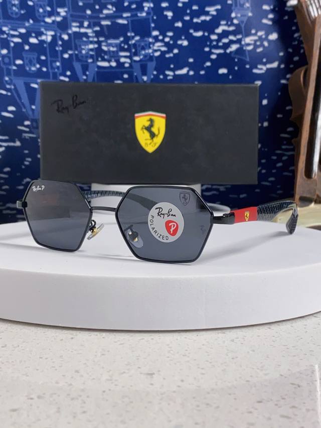 Rayban雷朋法拉利联名合作款 2025新款时尚偏光男太阳眼镜休闲运动墨镜男女华丽流行防紫外线情侣眼镜 Rb3137