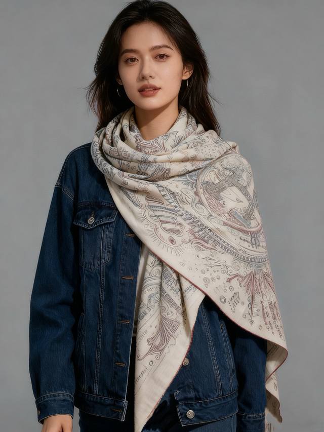 正在接通中”140方巾～Hermes 手工卷边丝绒方巾 30%桑蚕丝70%羊绒 这款爱马仕的经典单品展现强大而迷人的女性魅力精髓。此140方巾推陈出新，诠释无限