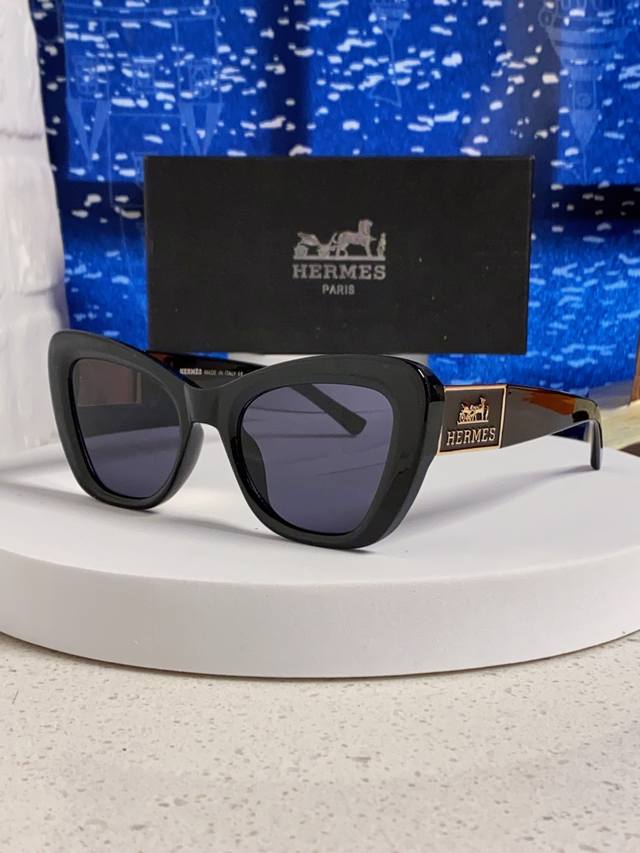 Hermes爱马仕 2025新款多边形猫眼墨镜方圆大脸显瘦太阳眼镜高级感防晒紫外线潮男女通用