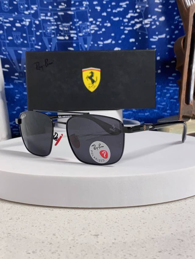 Rayba雷朋法拉利联名款 经典方形男士开车偏光太阳镜 Rb3715M