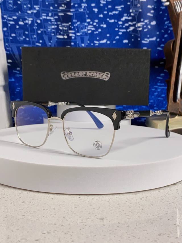 Chrome Hearts 克罗心 2025新款复古半框眉毛眼镜框男商务防蓝光近视眼镜女潮方形大框显瘦配度数