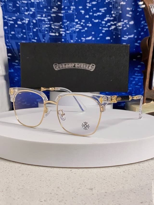 Chrome Hearts 克罗心 2025新款复古半框眉毛眼镜框男商务防蓝光近视眼镜女潮方形大框显瘦配度数