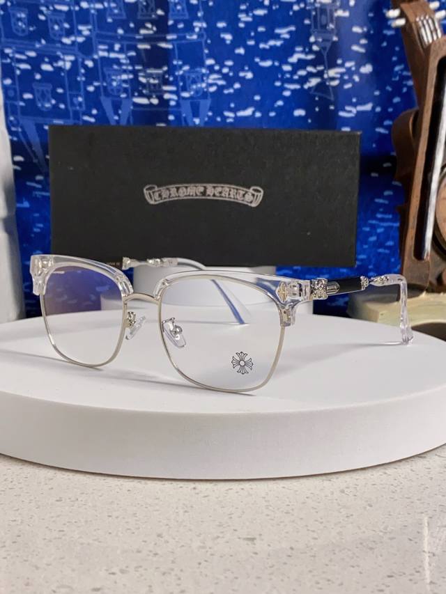 Chrome Hearts 克罗心 2025新款复古半框眉毛眼镜框男商务防蓝光近视眼镜女潮方形大框显瘦配度数