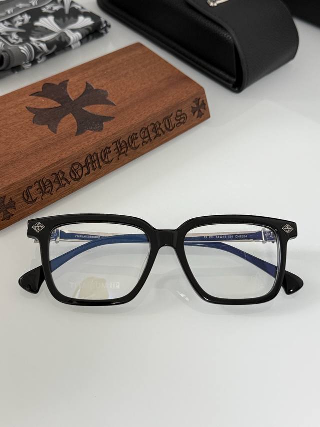 钛New～方框 Chrome Heart 顶级板材手工打磨抛光而成 立体图纹纯钛镜腿 大气时尚 Ch8284 Size：54-18-154