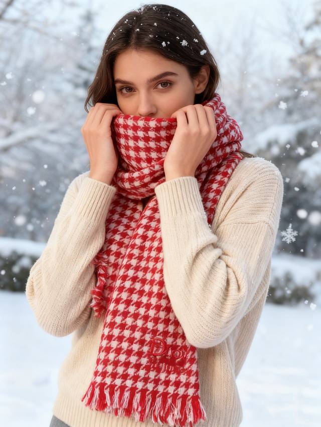 迪奥Dior尾单新款千鸟格拼色羊毛围巾，直接出欧洲的，正儿八经的正品订单 和大货一起出来，不用多流弊的文字，它是全世界最好的Dior，上身才会知道它的美，大牌范