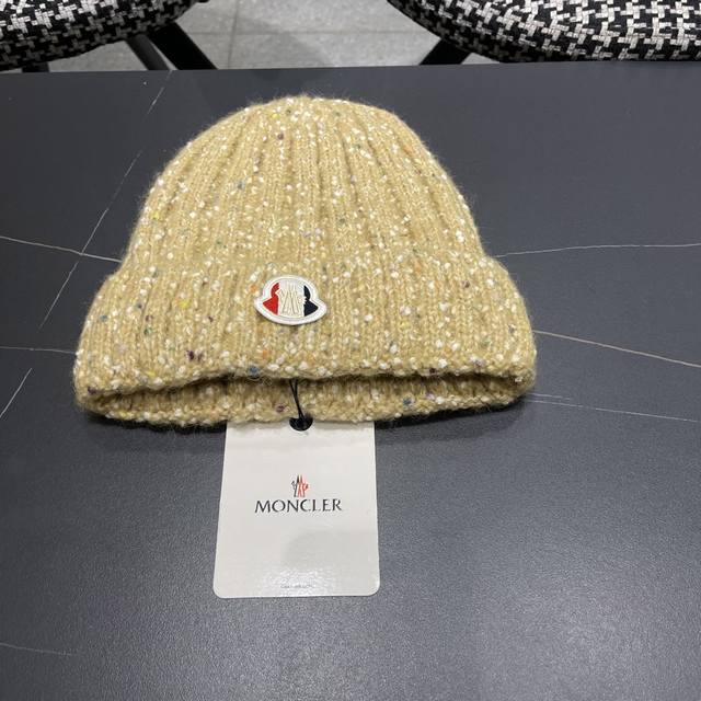 Moncler 日系彩点毛线帽子女秋冬新款防寒护耳保暖冷帽大头围毛球针织帽